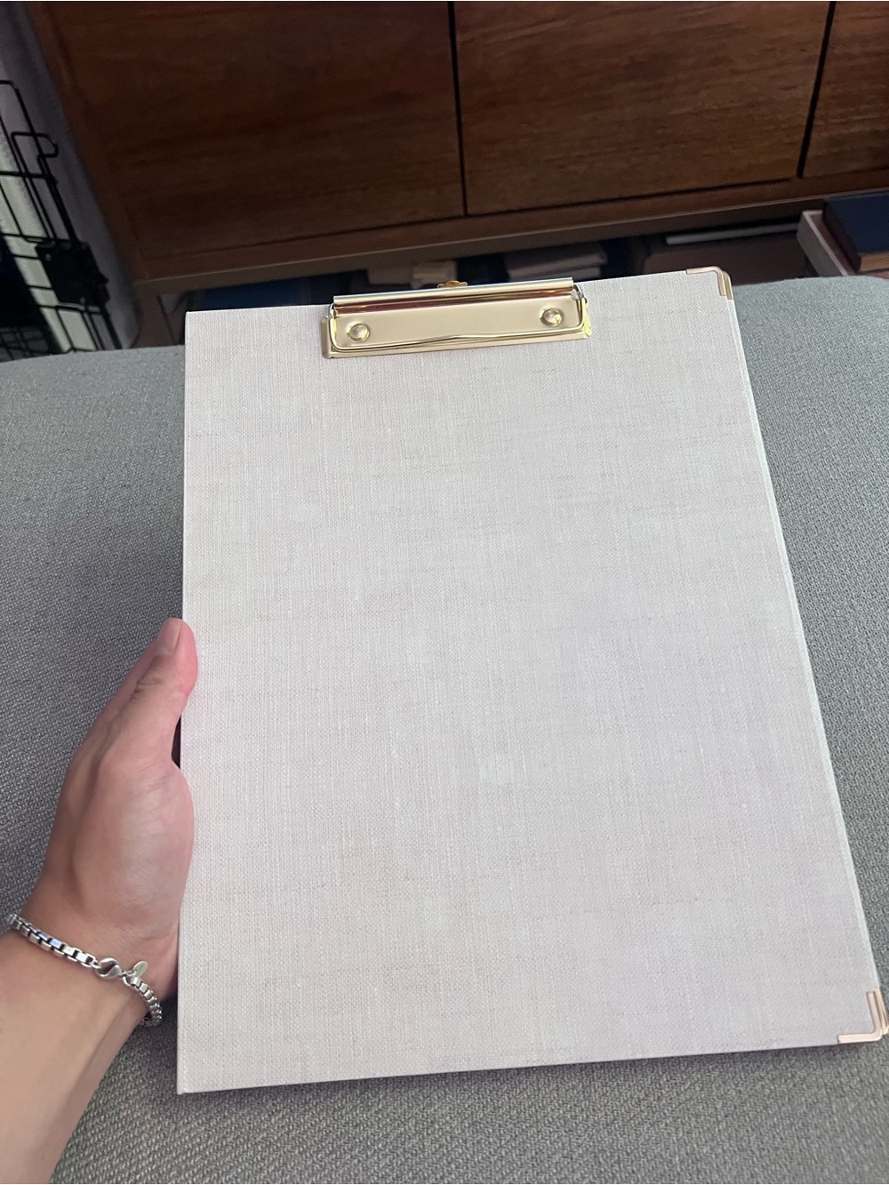 Light Gray Sugar Paper Clipboard with Elegant Gold Low-Profile Metal Clip